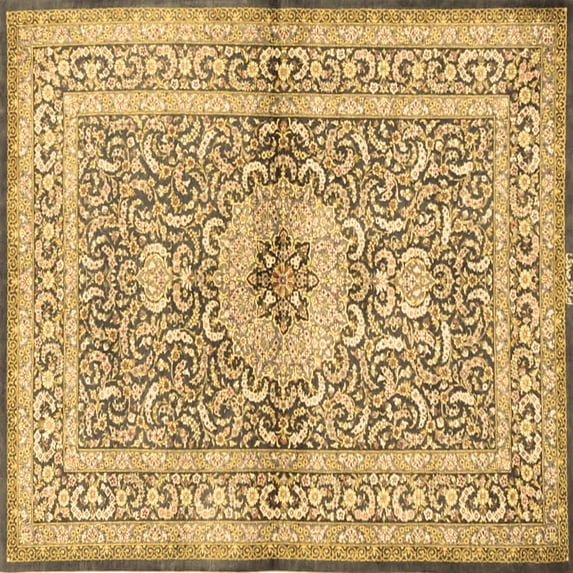 Ahgly Company Indoor Square Medallion Brown Traditional Area Rugs, 5' Square