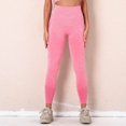 thumbnail image 6 of QLEICOM Womens Yoga Pants Capri Leggings Pure Color Hip-lifting Sports Fitness Yoga Leggings Running High-waist Workout Leggings Athletic Pants Tummy Control Leggings Pink S, 6 of 7