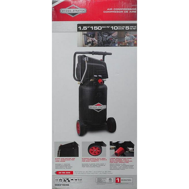 Briggs Stratton 10 Gallon 1.5 HP 150 PSI Vertical Air Tank
