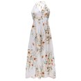 thumbnail image 5 of Abcnature Womens Maxi Dress, Women Engl Backless Sleeveless Printing V-Neck Slim Fit Split Floor-Length Dress, Plus Size Summer Casual Long Dresses Beach Party Dress White L, 5 of 6