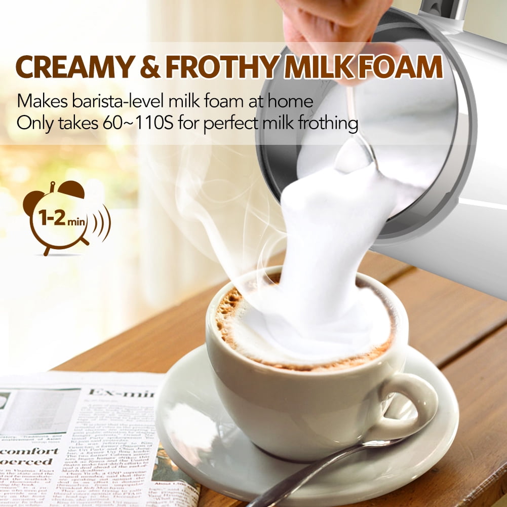 Milk Frother,CHINYA Automatic Milk Frother with Hot and Cold Functionality,  Electric Milk Steamer and Warmer for Latte, Cappuccino, Hot Chocolate and