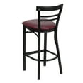 thumbnail image 5 of Flash Furniture 2 Pk. HERCULES Series Black Two-Slat Ladder Back Metal Restaurant Barstool - Burgundy Vinyl Seat, 5 of 8