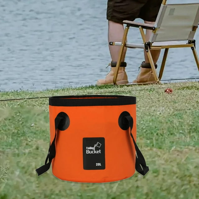 Cubo plegable para almacenamiento de agua, bolsa de agua, cubo de pesca, lavabo plegable para acampar al aire libre, Picnic, viajes y senderismo naranja