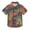 Colorful Curve Lines, variant on Small Short Sleeve Button Down Shirts Iridescent Liquid Marble Casual Shirt 3-10 Years