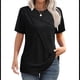 thumbnail image 1 of Tops de Verano para Mujer 2025, Camisetas Informales de Negocios con Cuello Redondo Plisado y Corta Negro L, 1 of 8