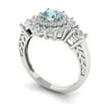 thumbnail image 2 of Halo Engagement Ring for Women - 1.4ct Natural Swiss Blue Topaz in 14K White Gold Promise Ring, 2 of 6