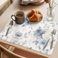 thumbnail image 3 of Grey Rose Placemats Set of 1, Country Retro Watercolor Gary White Blue Flower Leaf Non-Slip Place Mats Washable Table Mats for Kitchen Dining Table Decorations Indoor/Outdoor, 3 of 9