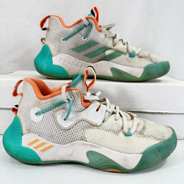 Adi - das Harden Stepback 3J Youth Size 6 Basketball Shoes White Sneakers GW6575