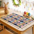 thumbnail image 6 of Easter Eggs Placemats Set of 8, Spring Colored Eggs Floral Dark Blue Background Heat Insulated Linen Place Mats, Washable Stain-Proof Table Mats for Dining Tables Holiday Decor 13x19 Inches, 6 of 9