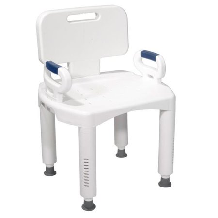 Back Premium Series - Premium Series Bath Bench with Back and Arms Plastic - White