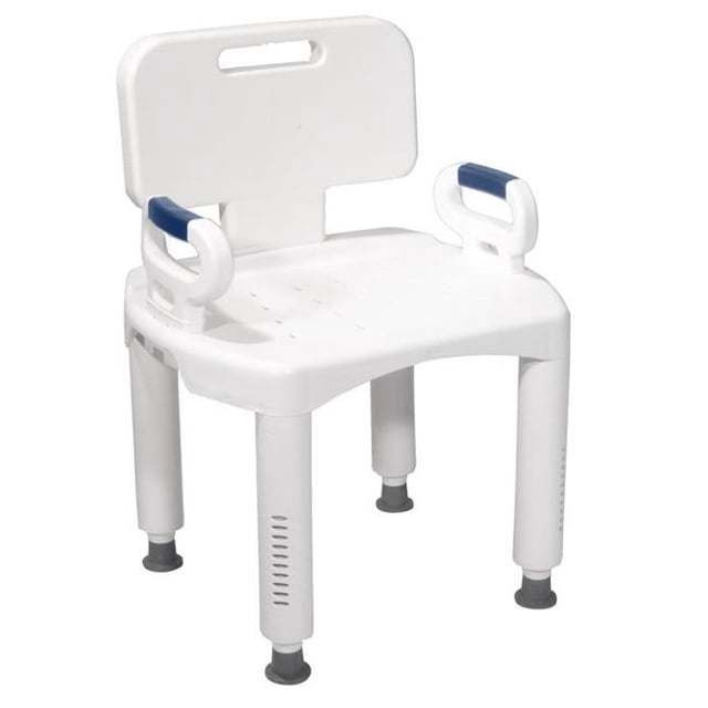 Premium Series Bath Bench with Back and Arms Plastic - White