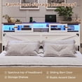 thumbnail image 3 of Farmhouse Queen Bed Frame with LED Lights and Charging Station, Queen Size Platform Bed with Storage Headboard and 2 Drawers, No Box Spring Needed, White, 3 of 6