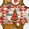thumbnail image 4 of Smile Red Diamond Plaid Nutcracker Snowflake Christmas Table Runner, Winter Kitchen Dining Table Decoration for Home Party Decor 13x72 Inch, 4 of 6