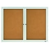 Quartet Enclosed Natural Cork/Fiberboard Bulletin Board, 48" x 36", Silver Aluminum Frame