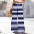 thumbnail image 2 of Sexlip Women's Casual Striped Knit Pants Soft Stretchy High Waisted Lounge Trousers for Summer Fall Comfort Blue XL, 2 of 8