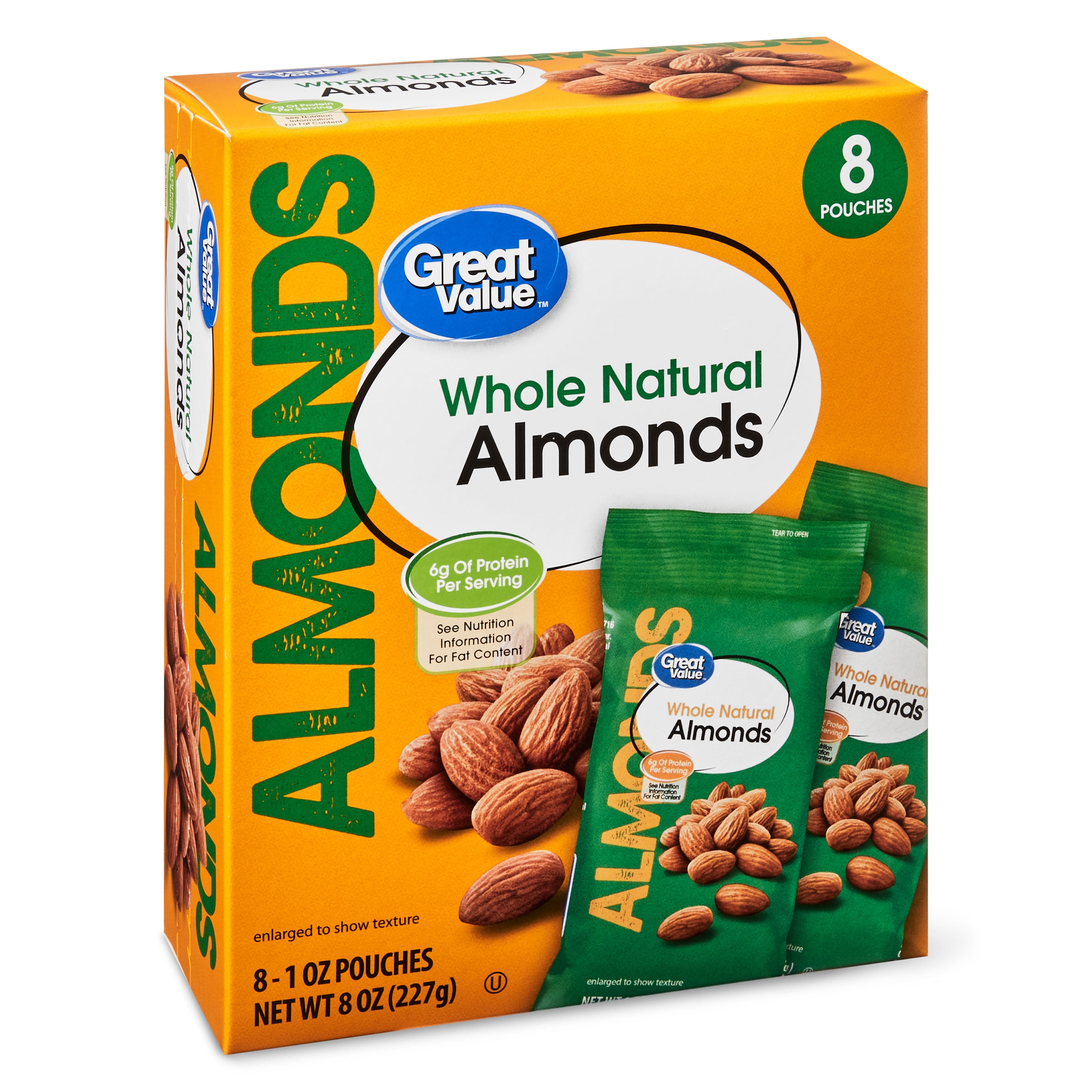 Great Value Whole Natural Almonds, 1 Oz, 8 Count Walmart