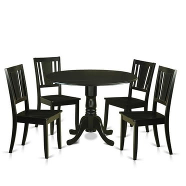 Dining Room Table Set with 4 Small Kitchen Table & 4 Chairs, Black - 5 Piece