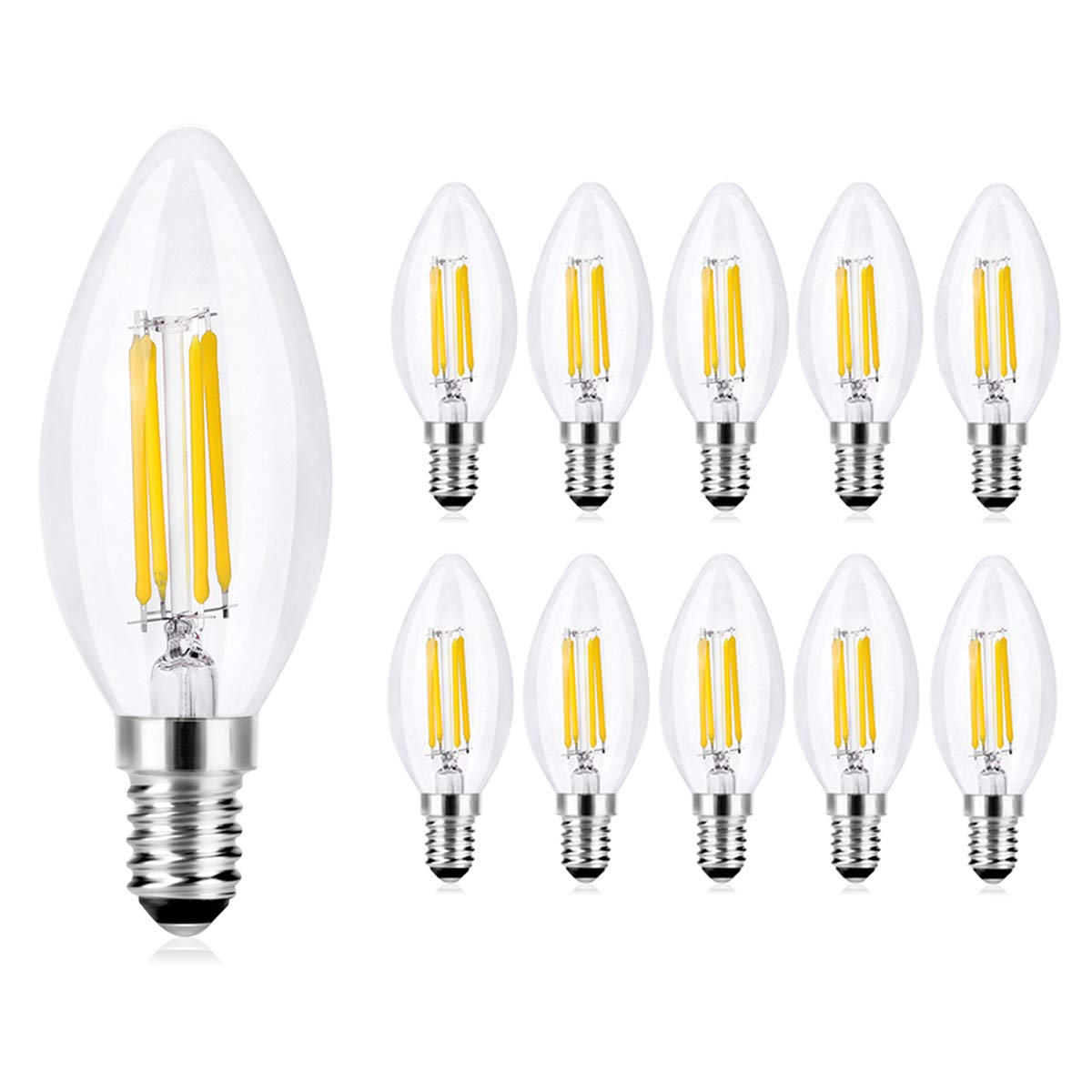 10Pack E14 Led Candle Lamp, 4w 420lm Replacement For 40w Halogen Lamps