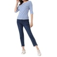 thumbnail image 3 of INSPIRE CHIC Mother's Day Women's Shirt Unlined Round Neck Elbow Sleeves Slim Fit Casual T-Shirt M Blue White, 3 of 7