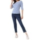 thumbnail image 2 of Camiseta básica de ajuste slim con cuello redondo y mangas de codo para mujeres INSPIRE CHIC, T-shirt casual impresa, XL, azul y blanco, 2 of 6
