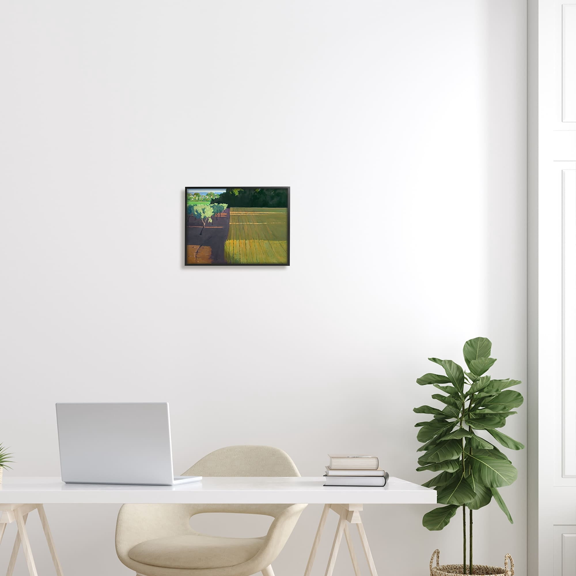 Stupell Industries Orderly Orchard Farm Land Vast Grassland Field Graphic Art Black Framed Art Print Wall Art, Design by Ian Roberts