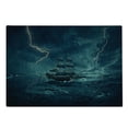thumbnail image 2 of Landscape Cutting Board, Stormy and Rainy Weather Waves Vintage Ship Sailing Oil Paint, Decorative Tempered Glass Cutting and Serving Board, Large Size, Dark Cadet Blue White, by Ambesonne, 2 of 5