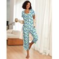thumbnail image 5 of Ekouaer Pajama Set for Women Short Sleeve Top With Capri Pants Pjs 2 Piece Square Neck Loungewear Soft Sleepwear with Pockets, 5 of 6