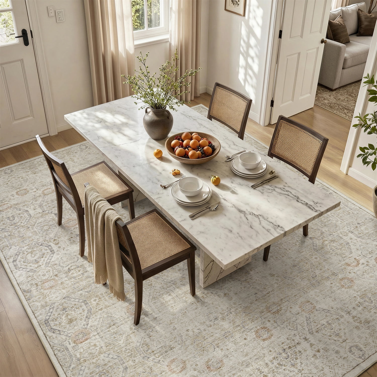 SIXHOME 5'x7' Area Rugs for Living Room Modern Area Rugs Machine Washable Rugs Beige