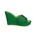 thumbnail image 3 of BLISSFUL STEP Women Glitter Platform Slip on Wedge Heels Sandals Green 7, 3 of 6