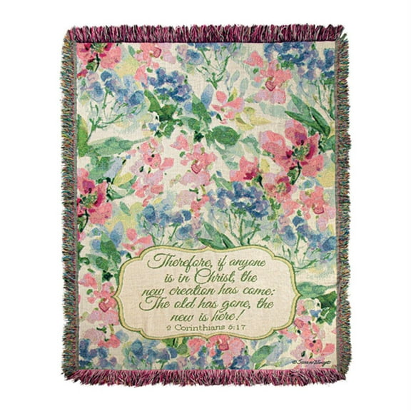 Manual ATWBBV Watercolor Birds & Butterflies with Verses Tap Throw, 60-inch Width