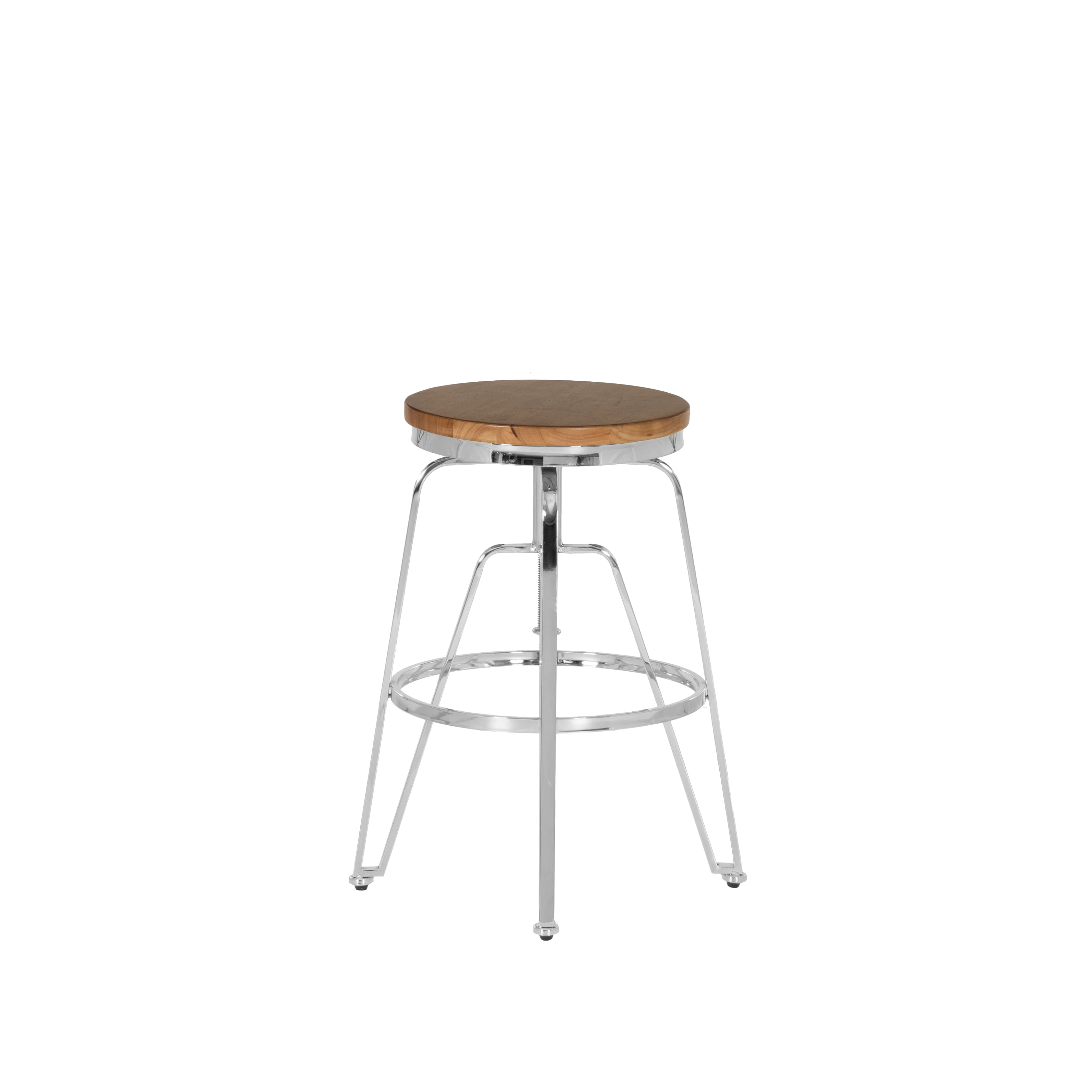 Linon Farhart Backless Bar Stool with Adjustable Height & Swivel, Silver