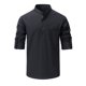 thumbnail image 1 of Blusa y camisa de manga larga con cuello alto para hombre, informal, de color liso, con cuello alto, manga larga, bolsillo con medio botón, blusa de poliéster para hombre, 1 of 5