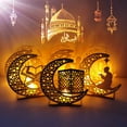 thumbnail image 3 of Wooden Ramadan Eid Mubarak Moon Star Islam Hanging Pendant Plate With LED Candle, 3 of 15