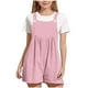 thumbnail image 1 of Odeerbi 5-14 Años Niñas Verano Algodón Lino Sudadera Lindo Color Sólido Camisola Romper Casual Ajustable Cintura Combinados Pantalones Cortos Con Bolsillo, 1 of 6