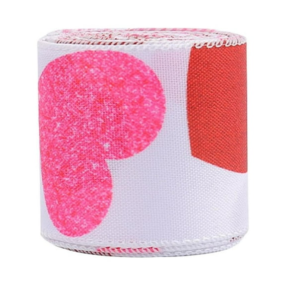 Valentine'S Day Ribbon Glitter Heart Pattern Sparkly Decor 1.96Inch X 14.7Ft Wedding Favors Reusable Ribbon For Romantic Gift Wrapping Diy Arts & Crafts