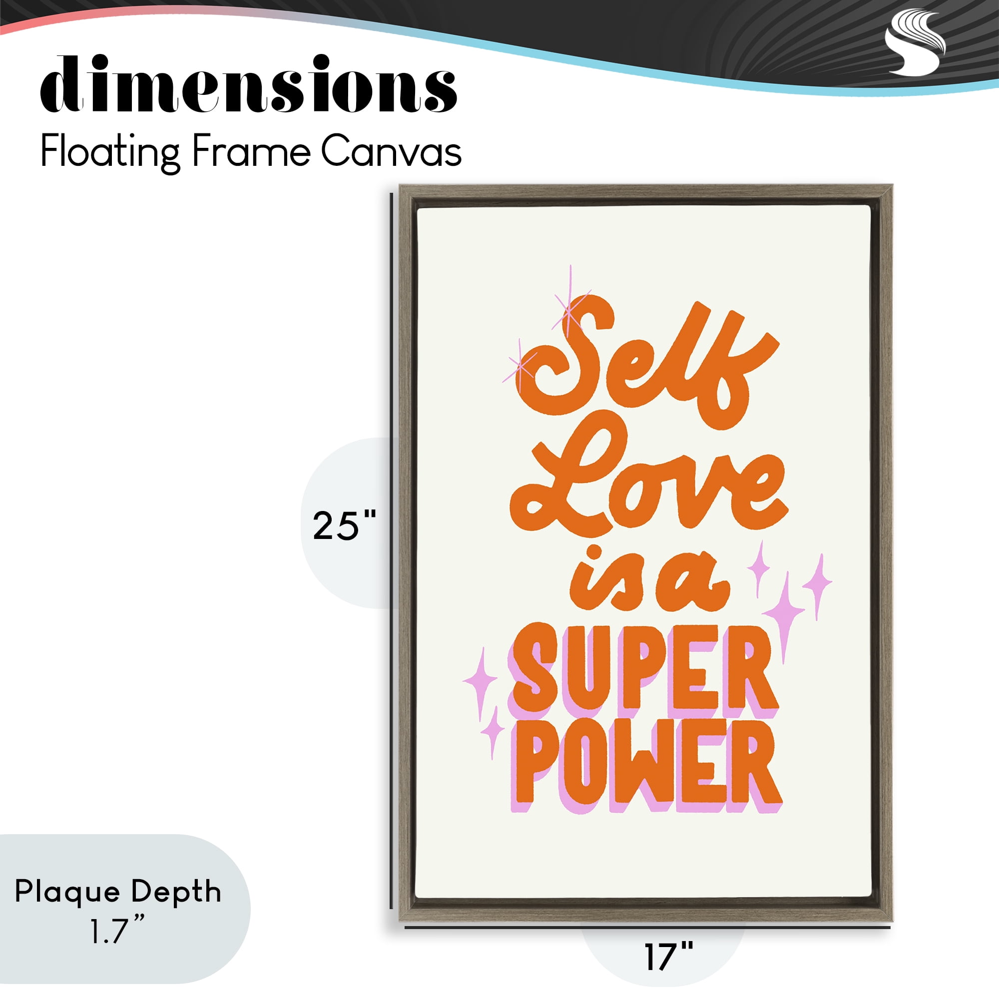 Stupell Industries Self Love Is Superpower Brown Framed Floater Canvas Wall Art, design by Indira Prieto | IndySign