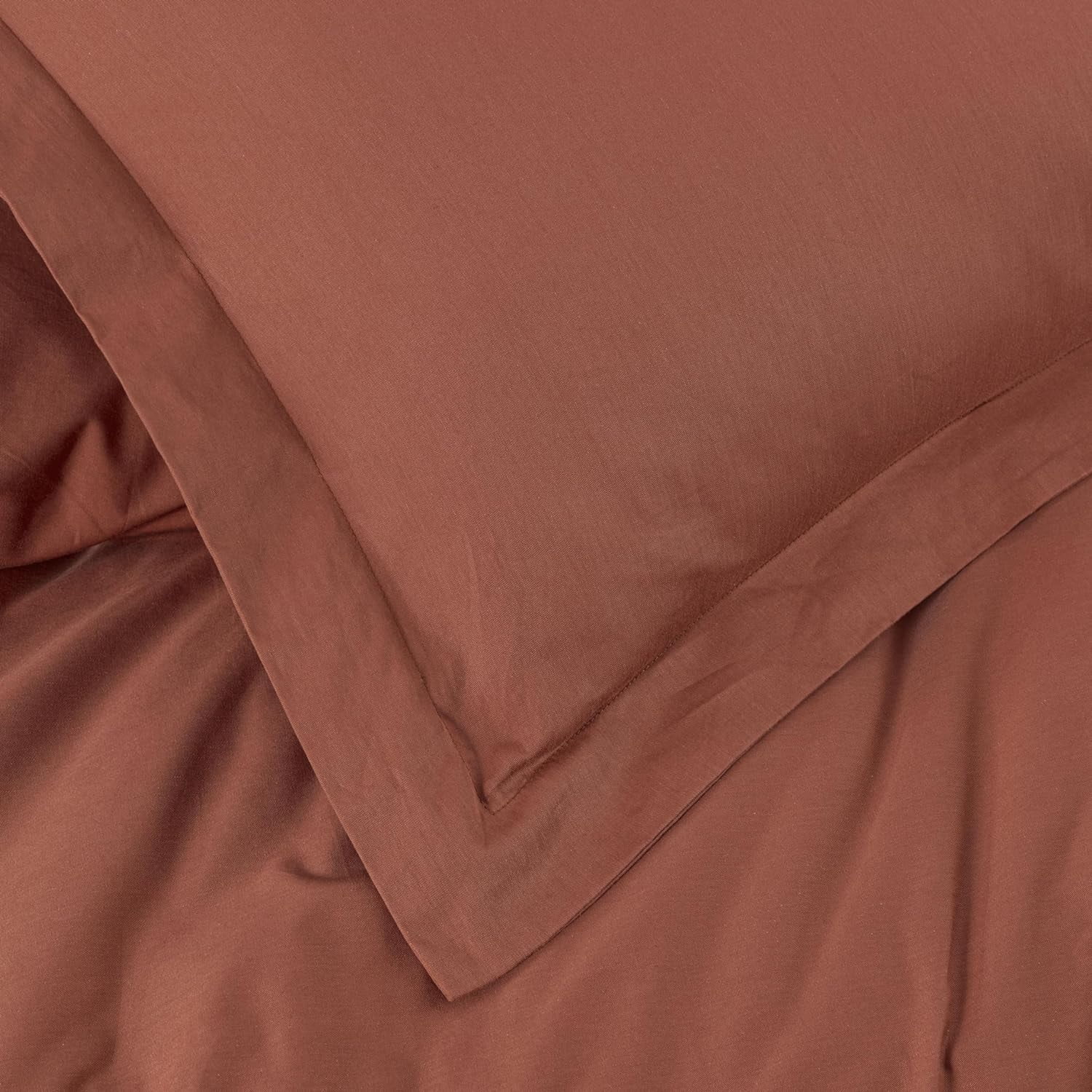 Chezmoi Collection Solid Terracotta 100% Cotton Duvet Cover Set Queen Size, 3-Piece Luxury Soft Breathable Smooth Cooling 250TC Cotton Twill Comforter Cover with Button Closure