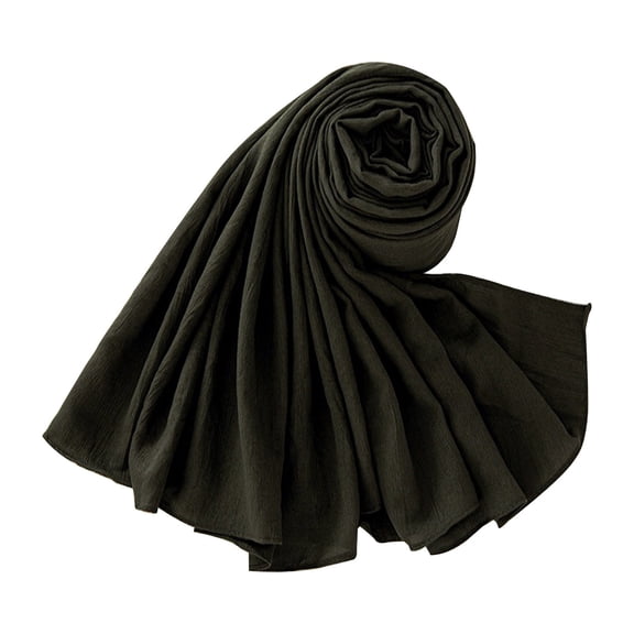 QASIEATN Women Muslim Hijab Scarf Polyester Cotton Turbans for Woman Wrinkle Shawls and Ramadan Hijabs Scarf Daily Wear Casual Accessories Scarf for Women