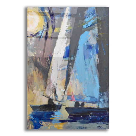 Epic Art 'Blue Breeze Dynamics' by Beth Forst, Acrylic Glass Wall Art, 12"x16"