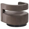 thumbnail image 5 of SAFAVIEH Couture Edgar Modern Velvet Solid Swivel Armchair, Dark Brown, 5 of 6