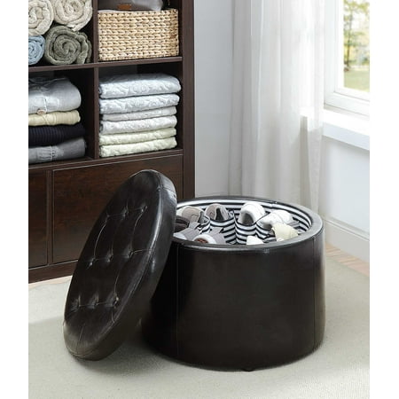 Convenience Concepts Round Shoe Storage Ottoman Convenience Concepts Round Shoe Storage Ottoman