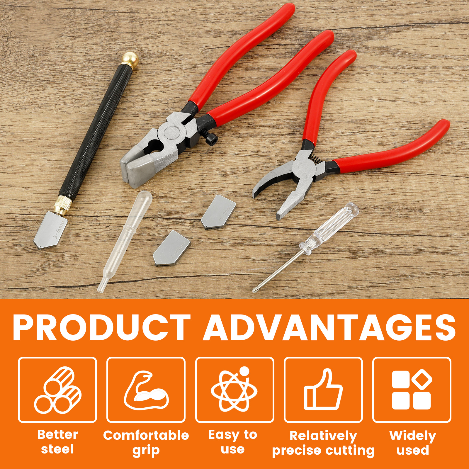 Ikoopy Glass Cutting Kit Practical Glass Cutter Tool Kit with Running Pliers Breaking Pliers Oil Dripper Tool Bag for Tile Mirror Stone DIY Project