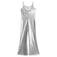 thumbnail image 6 of YIZYIF Kids Girls Shiny Metallic Gymnastics Jumpsuit Adjustable Straps Bell-Bottomed Full Bodysuit Dancewear Silver 16, 6 of 7