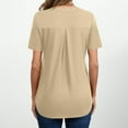 thumbnail image 5 of QUNYINEY V Neck Women Shirts Short Sleeve Casual Solid Tops Pleated Loose Pullover Shirts, 5 of 8