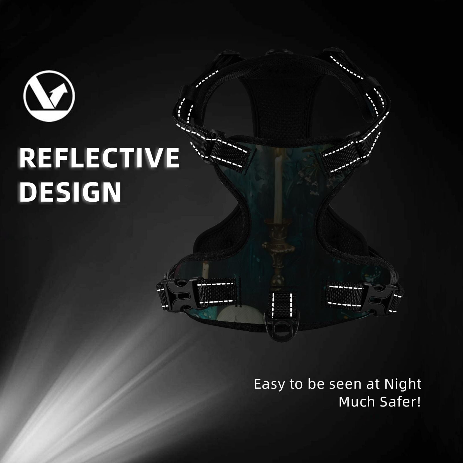 Vsdgher Baroque Floral Still Life Dog Harness, No-Pull Pet Harness, Dog Vest, Pet Vest for Small to Large Dogs-Small