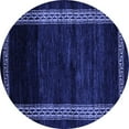 thumbnail image 1 of Ahgly Company Machine Washable Indoor Round Abstract Blue Modern Area Rugs, 4' Round, 1 of 4