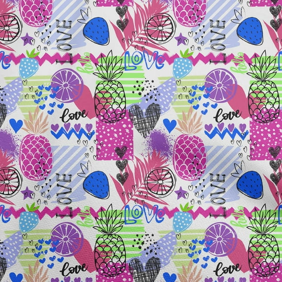 oneOone Cotton Silk Fuschia Pink Fabric Tropical Fruits Fabric For Sewing Printed Craft Fabric By The Yard 42 Inch Wide