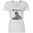 thumbnail image 3 of Inktastic I Love Hippos Women's V-Neck T-Shirt, 3 of 5