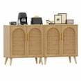 thumbnail image 6 of Rovaurx Set of 2 Rattan Storage Cabinet with Doors, Accent Bathroom Floor Cabinet, Modern Sideboard Buffet Cabinet for Living Room, Entryway, Dining Room and Kitchen, Natural, 6 of 7