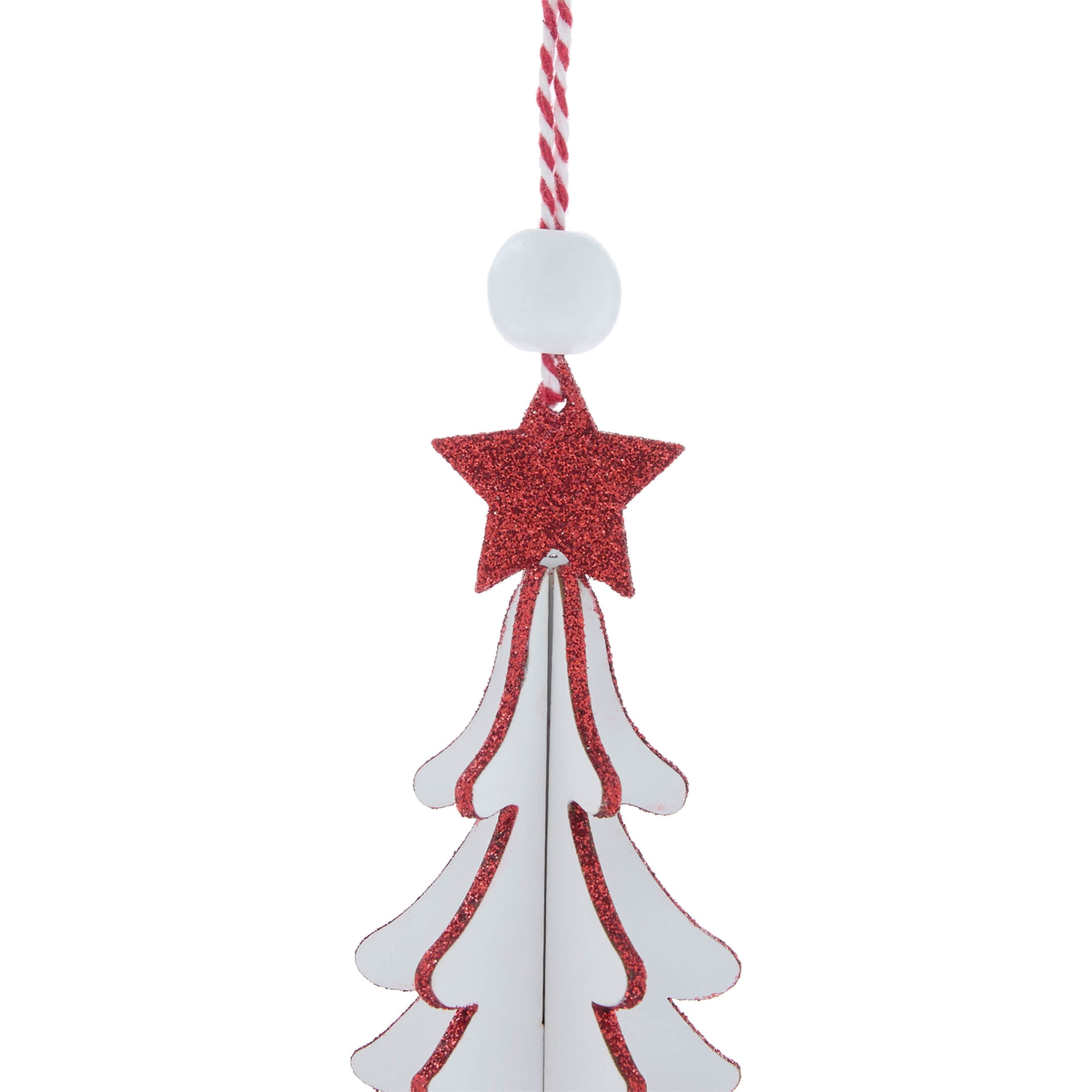 White and Red Wood Tree Christmas Ornament, 6", by Holiday Time